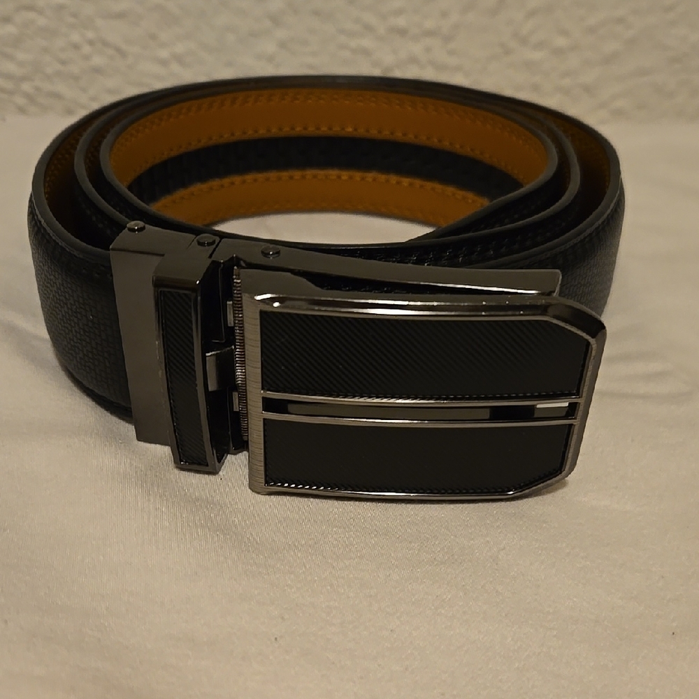 Men's Black Leather Bulliant Ratcheting Belt Sz 28-32
